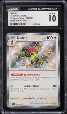 2024 Pokemon Scarlet & Violet Paldean Fates Shiny Dodrio #200 CGC 10 GEM MINT