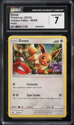2019 Pokemon Sun & Moon Hidden Fates Holo Eevee #48 CGC 7 NRMT
