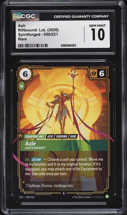 2026 Riftbound League Of Legends LoL Spiritforged Azir #050 CGC 10 GEM MINT