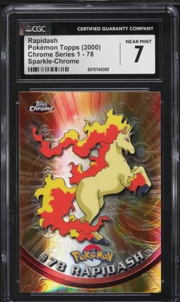 2000 Topps Chrome Pokemon Series 1 Sparkle Rapidash #78 CGC 7 NRMT