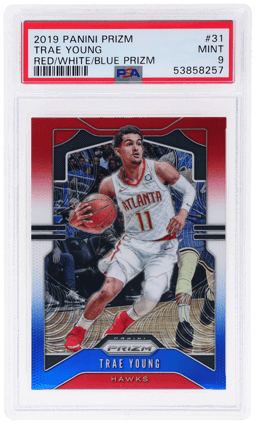 2019 Panini Prizm Red White and Blue Prizm Trae Young #31 PSA 9