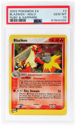 2003 Pokemon Ex Ruby and Sapphire Holo Blaziken #3 PSA 10