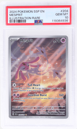 2024 Pokemon Scarlet and Violet Surging Sparks Illustration Rare Mesprit #204 PSA 10