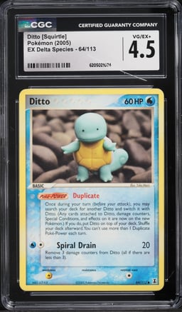 2005 Pokemon EX Delta Species Ditto Squirtle #64 CGC 4.5 VGEX+
