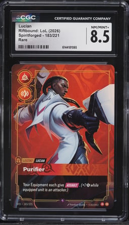 2026 Riftbound League Of Legends LoL Spiritforged Lucian #183 CGC 8.5 NM-MT+