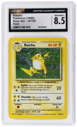 1999 Pokemon Base Set Holo Raichu #14 CGC 8.5