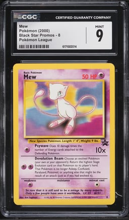 2000 Pokemon League Black Star Promo Mew #8 CGC 9 MINT
