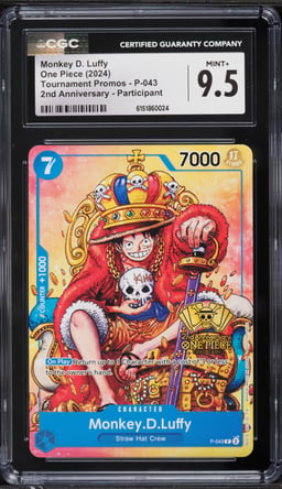 2024 One Piece Promo 2nd Anniversary Participant Monkey D. Luffy #P-043 CGC 9.5 MINT+