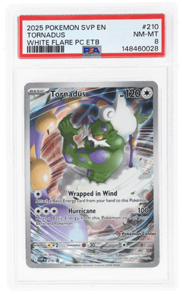 2025 Pokemon Scarlet and Violet Black Star Promos White Flare Pokemon Center Elite Trainer Box Tornadus #210 PSA 8