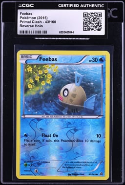 2015 Pokemon XY Primal Clash Reverse Holo Feebas #43 CGC AUTH