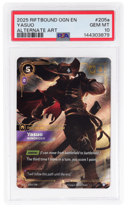 2025 Riftbound League of Legends Origins Windrider Yasuo #205a PSA 10
