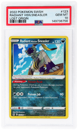 2022 Pokemon Sword and Shield Lost Origin Radiant Hisuian Sneasler #123 PSA 10