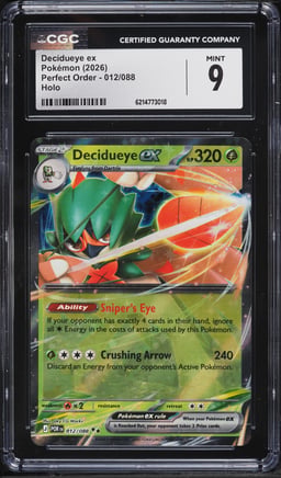 2026 Pokemon Mega Evolution Perfect Order Holo Decidueye Ex #12 CGC 9 MINT
