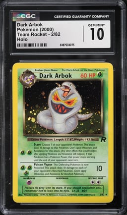2000 Pokemon Team Rocket Holo Dark Arbok #2 CGC 10 GEM MINT