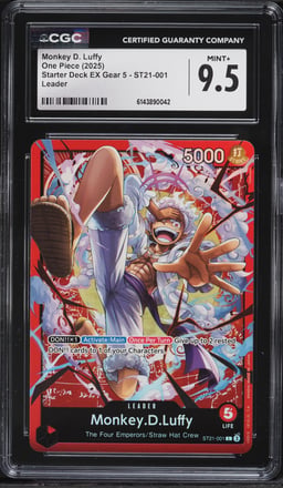 2025 One Piece Starter Deck EX Gear 5 Leader Monkey D. Luffy #ST21-001 CGC 9.5 MINT+