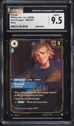 2026 Riftbound League Of Legends LoL Spiritforged Ezreal #82 CGC 9.5 MINT+