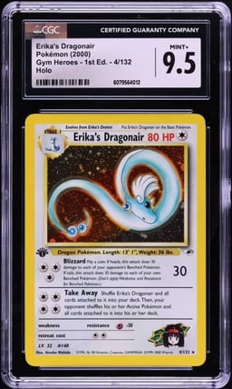 2000 Pokemon Gym Heroes 1st Edition Holo Erika's Dragonair #4 CGC 9.5 MINT+