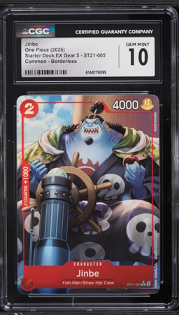 2025 One Piece Starter Deck EX Gear 5 Alt Art Jinbe #ST21-005 CGC 10 GEM MINT