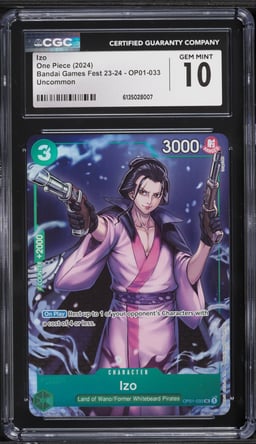 2024 One Piece Bandai Games Fest '23-'24 Izo #OP01-033 CGC 10 GEM MINT