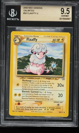 2000 Pokemon Neo Genesis Unlimited Flaaffy #34 BGS 9.5 GEM MINT