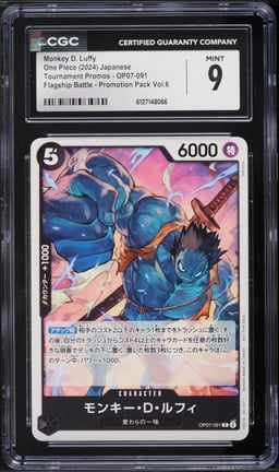 2024 One Piece Japanese Tournament Promo Flagship Battle Vol 6 Monkey D. Luffy #OP07-091 CGC 9