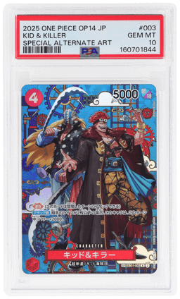 2025 One Piece the Azure Sea's Seven Japanese Special Alternate Art Kid and Killer #EB01003 PSA 10
