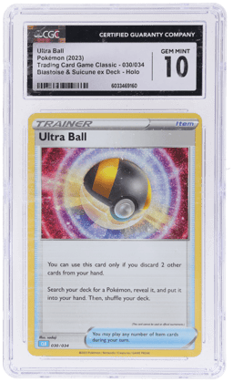 2023 Pokemon Trading Card Game Classic Blastoise and Suicune Ex Deck Ultra Ball #030 CGC 10