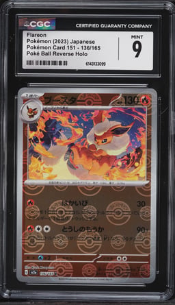 2023 Pokemon Japanese Scarlet & Violet 151 Poke Ball Reverse Holo Flareon #136 CGC 9 MINT