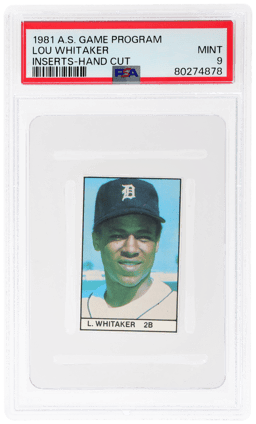 1981 All-Star Game Program Inserts Hand Cut Lou Whitaker PSA 9