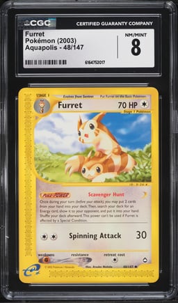 2003 Pokemon Aquapolis Furret #48 CGC 8 NM-MT