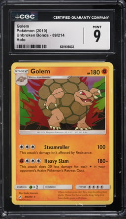 2019 Pokemon Sun & Moon Unbroken Bonds Holo Golem #89 CGC 9 MINT