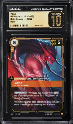 2026 Riftbound League Of Legends LoL Spiritforged Yone #116 CGC 10 PRISTINE
