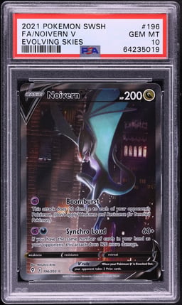 2021 Pokemon Sword & Shield Evolving Skies Full Art Noivern V #196 PSA 10 GEM MINT