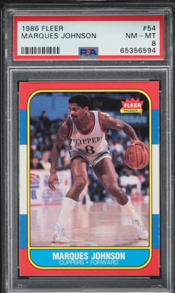 1986 Fleer Basketball Marques Johnson #54 PSA 8 NM-MT
