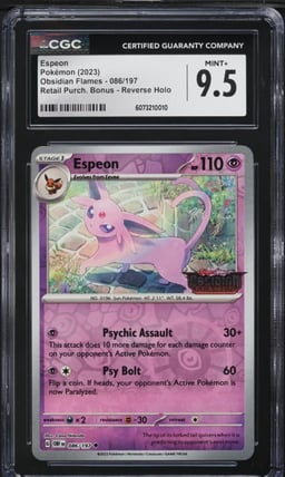 2023 Pokemon SV Obsidian Flames Retail Bonus Reverse Holo Espeon #86 CGC 9.5