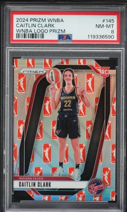 2024 Panini Prizm WNBA Logo Caitlin Clark ROOKIE #145 PSA 8 NM-MT