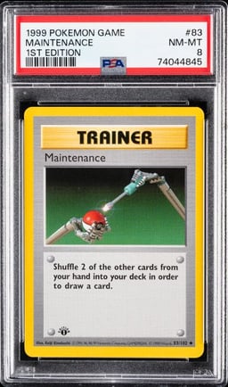 1999 POKEMON GAME #83 MAINTENANCE 1ST EDITION PSA 8