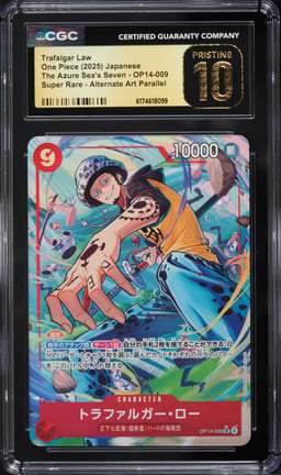 2025 One Piece Japanese The Azure Sea's Seven Alt Art SR Trafalgar Law #OP14 CGC 10 PRISTINE