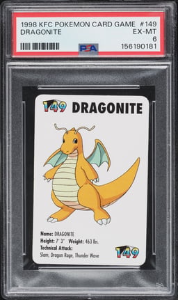 1998 Pokemon KFC Card Game Dragonite #149 PSA 6 EXMT