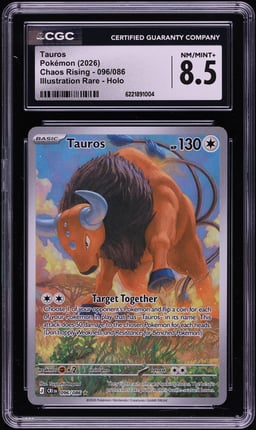 2026 Pokemon Mega Evolution Chaos Rising IR Tauros #96 CGC 8.5 NM-MT+