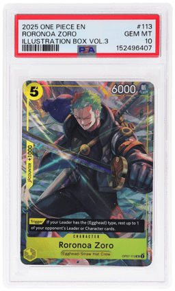 2025 One Piece Promo Illustration Box Volume 3 Roronoa Zoro #OP07-113 PSA 10