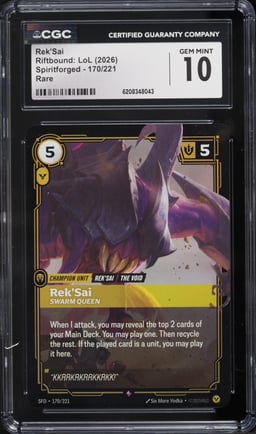 2026 Riftbound League Of Legends LoL Spiritforged Rek'Sai #170 CGC 10 GEM MINT