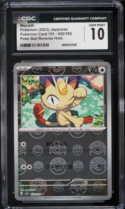 2023 Pokemon Japanese Scarlet & Violet 151 Poke Ball Reverse Holo Meowth #52 CGC 10 GEM MINT