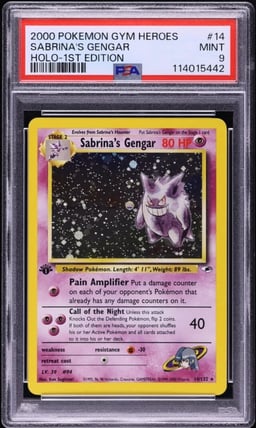 2000 Pokemon Gym Heroes 1st Edition Holo Sabrina's Gengar #14 PSA 9 MINT