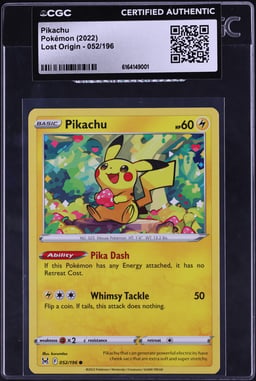 2022 Pokemon Sword & Shield Lost Origin Pikachu #52 CGC AUTH
