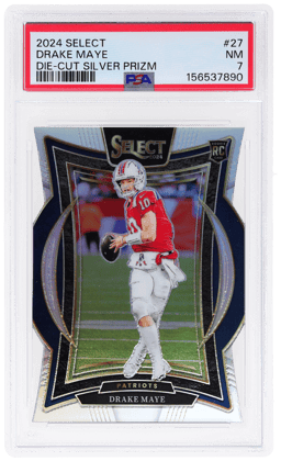 2024 Panini Select Concourse Silver Die Cut Prizm Drake Maye #27 PSA 7