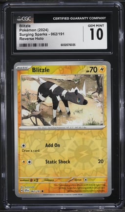 2024 Pokemon SV Surging Sparks Reverse Holo Blitzle #62 CGC 10 GEM MINT
