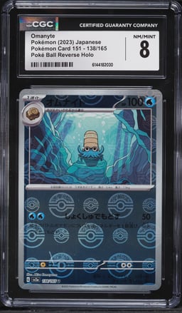2023 Pokemon Japanese Scarlet & Violet 151 Poke Ball Reverse Holo Omanyte #138 CGC 8 NM-MT