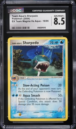 2004 Pokemon EX Team Magma Vs Aqua Team Aqua's Sharpedo #18 CGC 8.5 NM-MT+