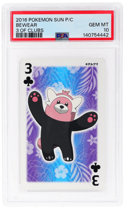 2016 Pokemon Sun Playing Cards 3 of Clubs Bewear PSA 10
